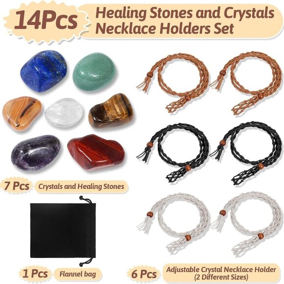 Crystals Necklace Holders Healing Stones Set 7 Chakras Adjustable Crystal Cage - Picture 2 of 7